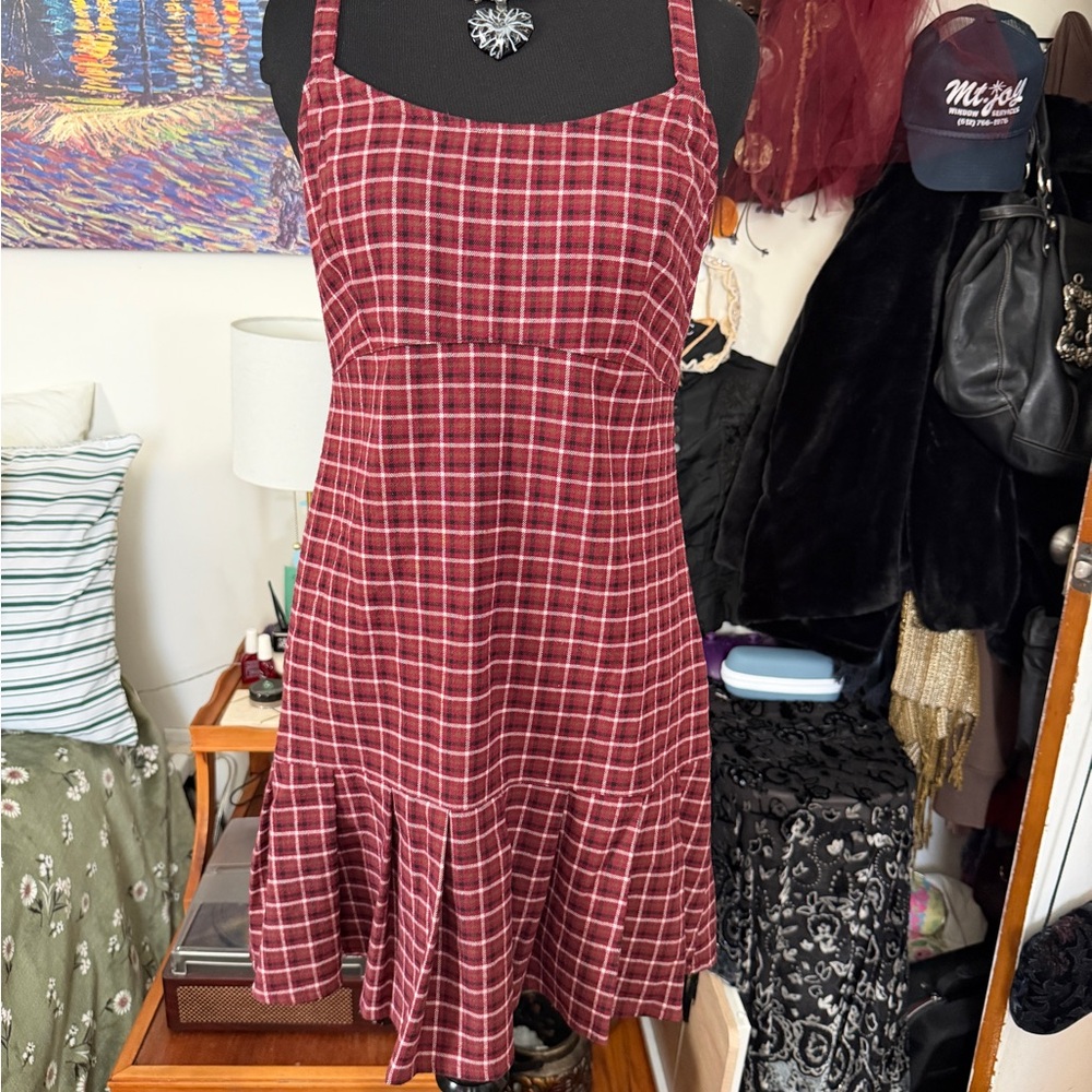 Hollister Red Plaid Mini Dress